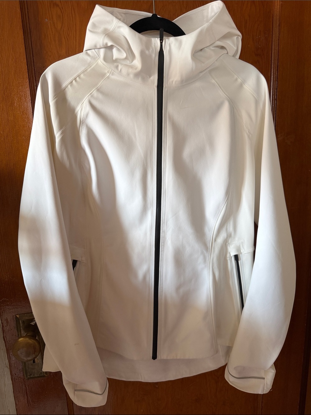 lululemon athletica White Hooded Utility Jacket with Black Zip